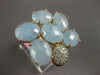EXTRA LARGE 15.25CT DIAMOND & AAA BLUE QUARTZ 14KT WHITE & ROSE GOLD FLOWER RING