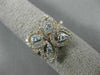 ESTATE .76CT DIAMOND 14KT YELLOW GOLD 3D CLASSIC 4 CLOVER FLOWER HALO LOVE RING