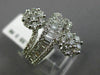 ESTATE LARGE 2.55CT ROUND & BAGUETTE DIAMOND 18KT WHITE GOLD DOUBLE FLOWER RING