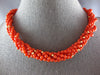 ANTIQUE LONG .10CT AAA CORAL & RUBY 14K YELLOW GOLD MULTI STRAND NECKLACE #27206