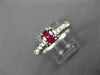 ANTIQUE WIDE .53CT DIAMOND & RUBY 14K WHITE GOLD FISH TAIL ENGAGEMENT RING 27642