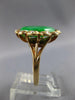 LARGE .15CT OLD MINE DIAMOND & AAA JADE 14K YELLOW GOLD ROUND FLOWER RING #27321