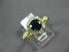 ESTATE 1.07CT DIAMOND & AAA SAPPHIRE 14K YELLOW GOLD FLOWER LEAF ENGAGEMENT RING