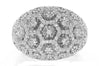 LARGE 1.05CT DIAMOND 18KT WHITE GOLD 3D MULTI FLOWER HEXAGON DOME SHAPE FUN RING