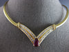 LARGE 5.76CT DIAMOND & AAA RUBY 14KT YELLOW GOLD 3D MULTI SHAPE NECKLACE #28196