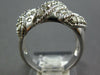 ESTATE WIDE 1.03CT DIAMOND 14KT WHITE GOLD CLASSIC MULTI ROW MULTI LEAF FUN RING