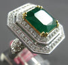 GIA EXTRA LARGE 5.86CT DIAMOND & AAA EMERALD 18KT 2 TONE GOLD 3D ENGAGEMENT RING