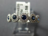 ESTATE .59CT DIAMOND & AAA SAPPHIRE 18K WHITE GOLD 3D ROUND FLOWER HALO FUN RING