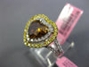 GIA LARGE 2.22CT MULTI COLOR DIAMOND 18K 2 TONE GOLD DOUBLE HALO ENGAGEMENT RING