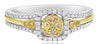 .51CT WHITE & FANCY YELLOW DIAMOND 18K 2 TONE GOLD ROUND CLUSTER FRIENDSHIP RING