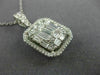 ESTATE EXTRA LARGE 2.07CT ROUND BAGUETTE DIAMOND 14K WHITE GOLD CLUSTER PENDANT