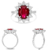 LARGE 4.79CT DIAMOND & AAA RUBY PLATINUM 3D OVAL & ROUND PRINCESS DIANA RING