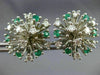 ANTIQUE 2.46CT DIAMOND & AAA EMERALD 14KT WHITE GOLD 3D CLUSTER EARRINGS  #21900