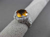 ANTIQUE WIDE 3.96CT DIAMOND & AAA EXTRA FACET CITRINE 14K WHITE GOLD 3D FUN RING