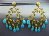 ESTATE EXTRA LARGE 1.25CT DIAMOND & TURQUOISE 18KT YELLOW GOLD HANGING EARRINGS