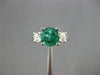 ESTATE 1.70CT DIAMOND & EMERALD 14K WHITE GOLD 3D 3 STONE ENGAGEMENT RING #27134