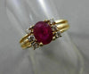 ESTATE 1.07CT DIAMOND & AAA OVAL RUBY 14KT YELLOW GOLD ENGAGEMENT RING #4257