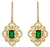 1.27CT DIAMOND & AAA EMERALD 14K YELLOW GOLD 3D FLOWER FILIGREE HANGING EARRINGS