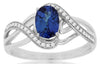 .95CT DIAMOND & AAA TANZANITE 14KT WHITE GOLD 3D OVAL & ROUND INFINITY LOVE RING