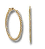 LARGE 1.34CT DIAMOND 14KT YELLOW GOLD 3D ROUND INSIDE OUT HOOP HANGING EARRINGS