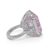EXTRA LARGE 54.61CT DIAMOND & AAA KUNZITE 18K WHITE GOLD 3D 3 STONE CLASSIC RING