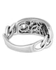 ESTATE WIDE .91CT DIAMOND 18KT WHITE GOLD 3D MULTI ROW OVAL FLEXIBLE LOVE RING