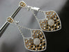 EXTRA LARGE 2.91CT DIAMOND 18K WHITE & ROSE GOLD FLOWER CLIP ON HANGING EARRINGS