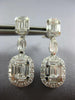 2.11CT DIAMOND 18KT WHITE GOLD 3D ROUND & BAGUETTE OVAL SQUARE HANGING EARRINGS