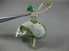 ESTATE LARGE 3.30CT DIAMOND & AAA EMERALD 14KT YELLOW GOLD BALLERINA BROOCH PIN