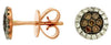 .30CT WHITE & CHOCOLATE FANCY DIAMOND 14KT ROSE GOLD FLOWER HALO STUD EARRINGS