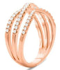 WIDE .48CT DIAMOND 14KT ROSE GOLD 3D MULTI ROW CRISS CROSS INFINITY LOVE RING