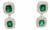 LARGE 6.41CT DIAMOND & AAA EMERALD 18KT 2 TONE GOLD 3D CUSHION & ROUND EARRINGS