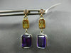 2.88CT DIAMOND & AAA CITRINE & AMETHYST 14KT TRI COLOR GOLD 3D HANGING EARRINGS