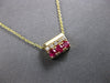 SMALL .37CT DIAMOND & AAA RUBY 14KT YELLOW GOLD 3D SQUARE FUN FLOATING PENDANT