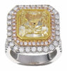 EXTRA LARGE 11.82CT WHITE PINK & FANCY YELLOW DIAMOND 18K TRI COLOR GOLD 3D RING