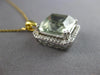 LARGE 10.35CT DIAMOND & AAA GREEN AMETHYST 14K 2 TONE GOLD 3D HALO PENDANT 28045
