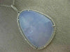 ESTATE LARGE .30CT DIAMOND & AAA BLUE CHALCEDONY 14KT WHITE GOLD 3D LOVE PENDANT