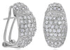 1.05CT DIAMOND 14K WHITE GOLD PAVE MULTI ROW DOME SHAPE CLIP ON HANGING EARRINGS