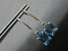 ESTATE 4.23CT DIAMOND & AAA BLUE TOPAZ 14K WHITE GOLD LEVERBACK HANGING EARRINGS