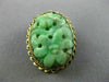 ANTIQUE AAA JADE 14KT YELLOW GOLD 3D HANDCRAFTED OVAL FLOWER FILIGREE PIN BROOCH