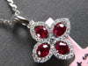ESTATE .53CT DIAMOND & AAA RUBY 14KT WHITE GOLD MULTI LEAF FLOWER LOVE PENDANT