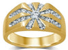 ESTATE WIDE 1.01CT DIAMOND 14KT YELLOW GOLD CLASSIC SOLITAIRE FLORAL MENS RING