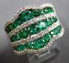LARGE 3.85CT DIAMOND & AAA EMERALD 18KT WHITE GOLD 3D MULTI ROW FUN RING #28047