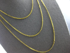 ANTIQUE EXTRA LONG 18KT YELLOW GOLD 3D HANDCRAFTED LINK CHAIN NECKLACE #27998