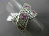 ESTATE LARGE 3.0CT DIAMOND & PINK SAPPHIRE 14KT WHITE GOLD CRISS CROSS LOVE RING