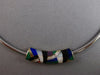 LARGE .15CT DIAMOND & MULTI COLOR ENAMEL 14KT 2 TONE GOLD SLIDER OMEGA NECKLACE