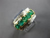 ESTATE WIDE 1.50CT DIAMOND & AAA EMERALD 14K 2 TONE GOLD ANNIVERSARY RING #27876
