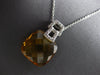 7.61CT DIAMOND & AAA CITRINE 14KT WHITE GOLD 3D CUSHION & ROUND FLOATING PENDANT