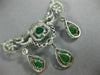 ANTIQUE LARGE 25.0CT OLD MINE DIAMOND & EMERALD 18K WHITE GOLD FILIGREE NECKLACE