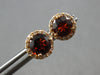 2.30CT DIAMOND & AAA GARNET 14KT ROSE GOLD 3D CLASSIC ROUND HALO STUD EARRINGS